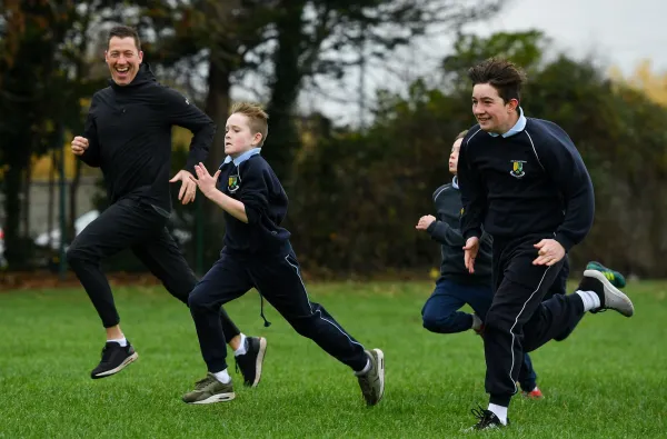 Schoolboys running the Daily Mile