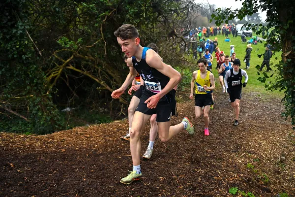 Boys running in cross country event